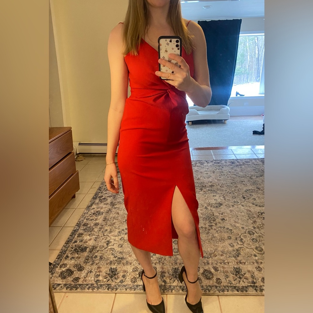 Cinq à Sept Vibrant Red Midi Dress